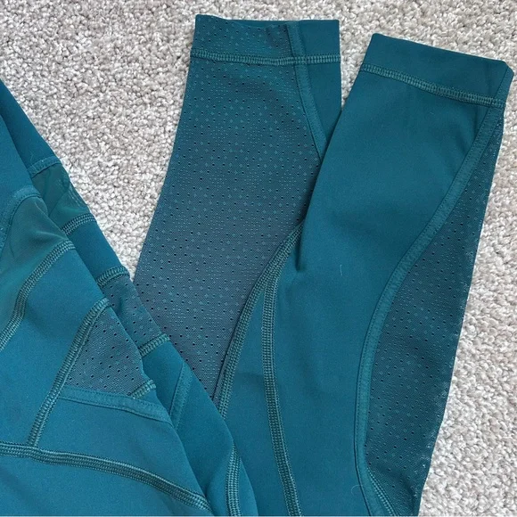 Lululemon Wunder Under HR Mesh Tight 28" Royal Emerald Green Size 2 Special Addn - Picture 11 of 12